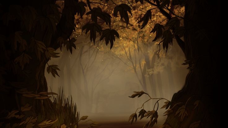 a spooky misty forest