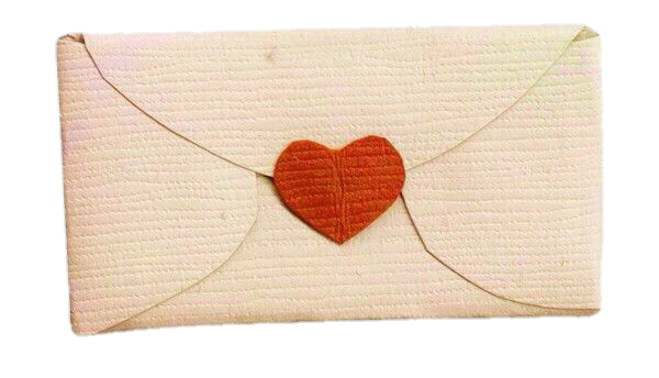 Transparent image of a vintage envelope sealed by a red paper heart by tumblr user liltingaway